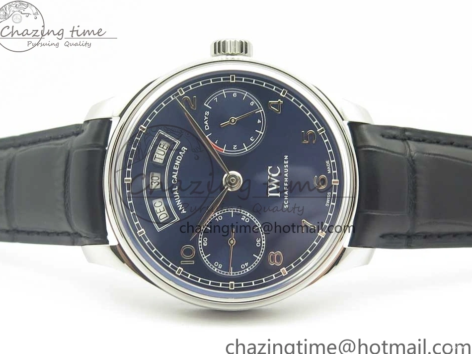 MIROTIME 0316 Portuguese Real PR Real Annual Calendar IW503502 ZF 1:1 Best Edition Blue Dial on Black Leather Strap A Breathable 7152